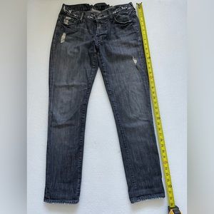 7 For All Mankind  Womens Jeans Size 27 Distressed Dark Denim Cut/Holes/Pearls